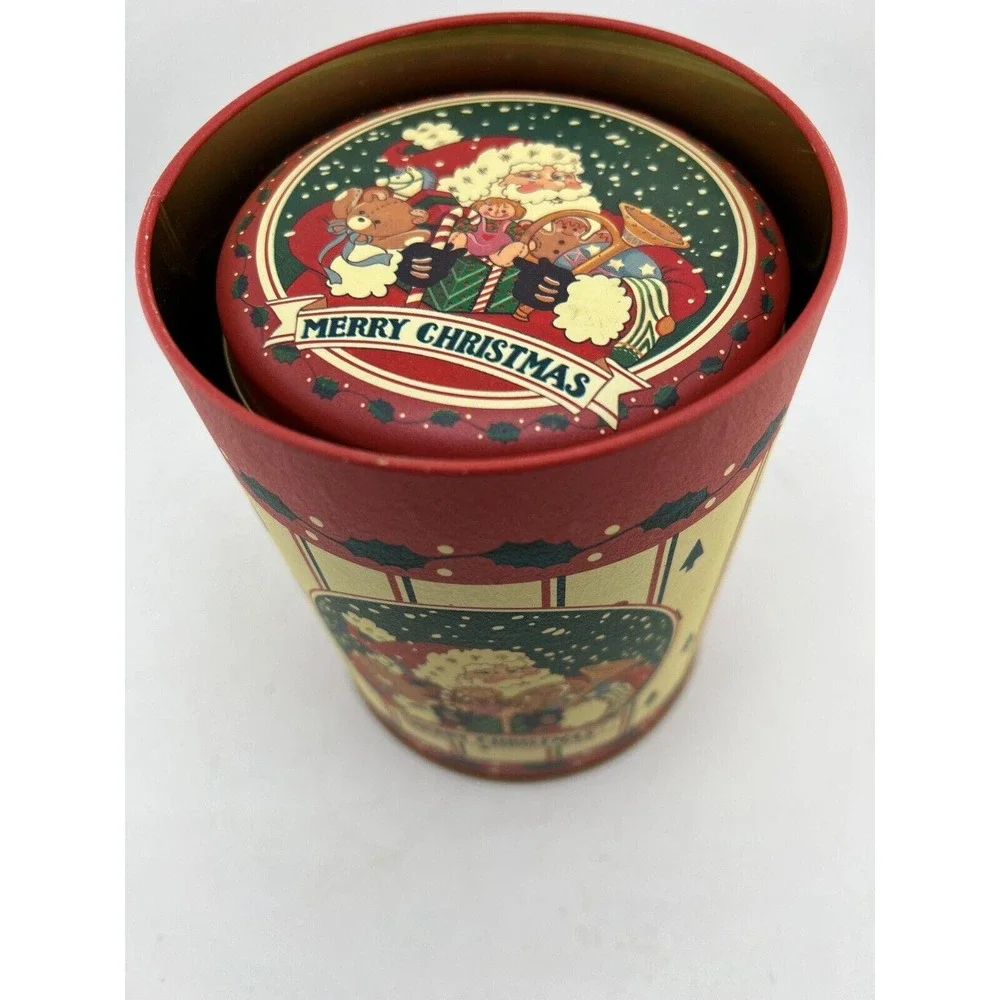 Vintage Holiday Merry Christmas Santa Tin‎ Set of 3